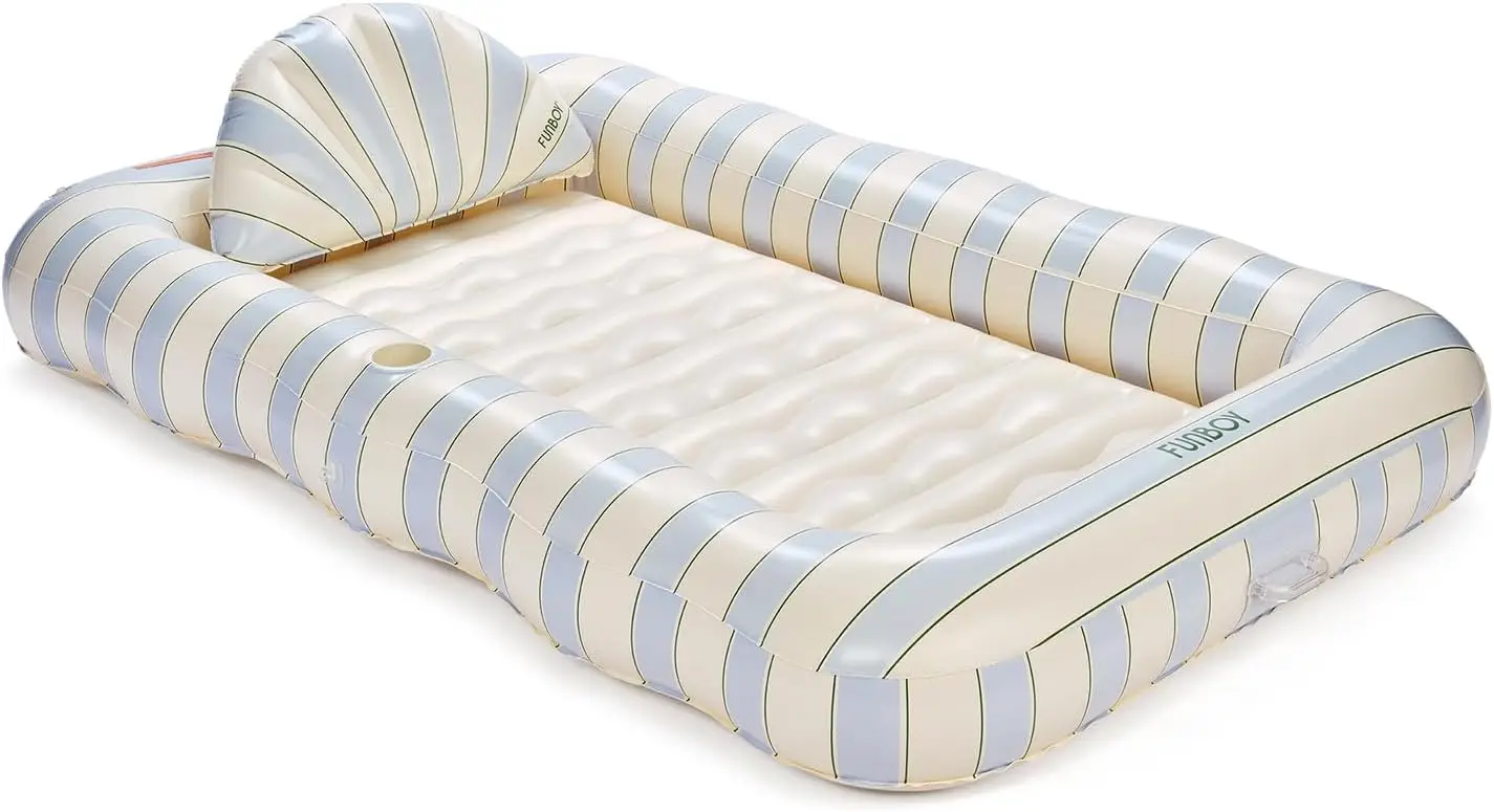 Tanning Pool Lounger Float Blue & Green Stripe, XL 72" x 4 with Pillow and Cup Holder
Tanning Pool Lounger Float Blue & Green Stripe, XL 72" x 4 with Pillow and Cup Holder