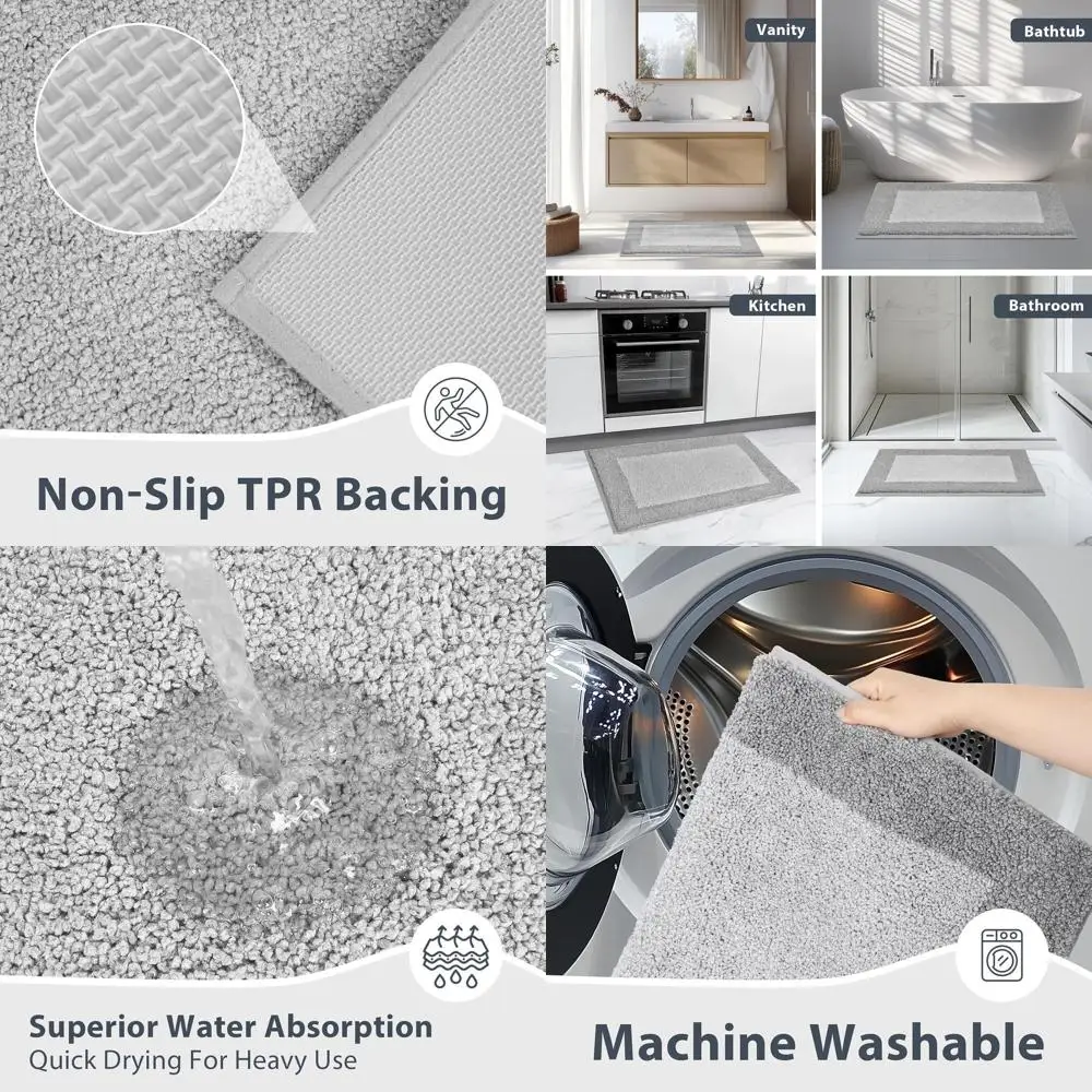 Soft and Absorbent 30x46 Non-Slip Bath Rugs, Machine Washable for Bathroom, Shower, and Bathtub, Light Grey & Grey
Soft and Absorbent 30x46 Non-Slip Bath Rugs, Machine Washable for Bathroom, Shower, and Bathtub, Light Grey & Grey