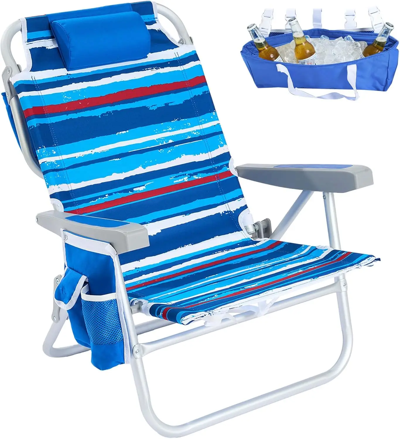 Low Beach Chair 5 Position Lay Flat, Portable Folding Backpack Chair with Cooler Bag & Cup Holder, Heavy Duty 350LBS for Outdoor
Low Beach Chair 5 Position Lay Flat, Portable Folding Backpack Chair with Cooler Bag & Cup Holder, Heavy Duty 350LBS for Outdoor