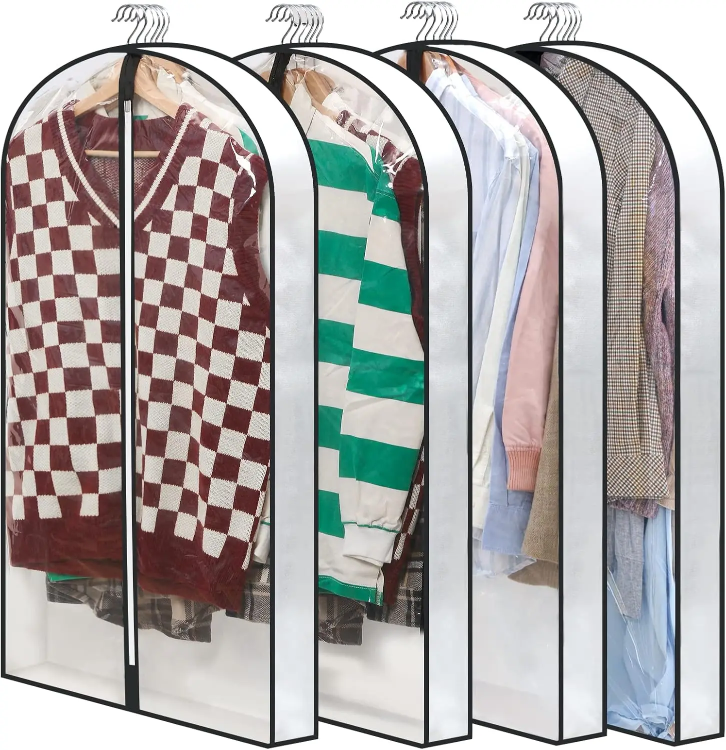 4-Pack 40" Clear Garment Bags with 4" Gusset, Zippered Suit Covers for Closet Storage, Dust-Proof for Coats & Shirts
4-Pack 40" Clear Garment Bags with 4" Gusset, Zippered Suit Covers for Closet Storage, Dust-Proof for Coats & Shirts