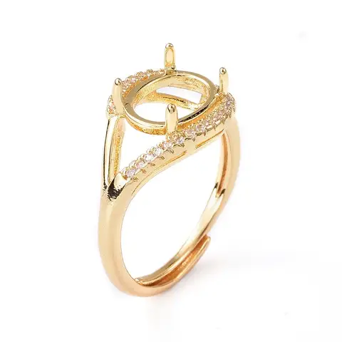 1pc Adjustable Brass Solitaire Ring Settings 4 Claw Prong Ring with Clear Cubic Zirconia for Diy Women Ring Jewelry Making