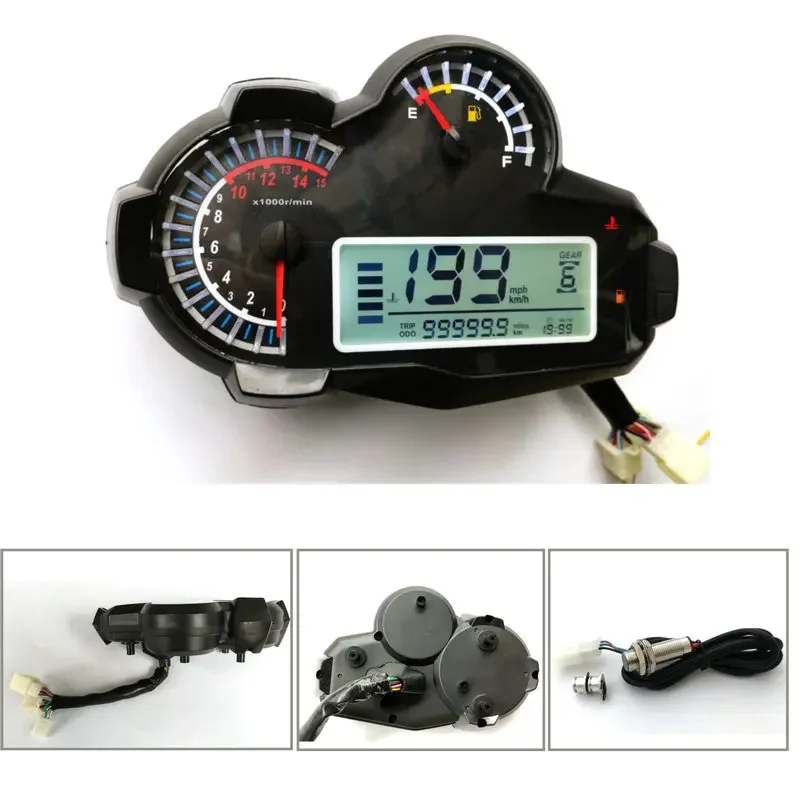 Motorcycle modified Waterbird LCD instrument with adjustable speed and speed of N1-6 gears, oil volume and water temperature
Motorcycle modified Waterbird LCD instrument with adjustable speed and speed of N1-6 gears, oil volume and water temperature