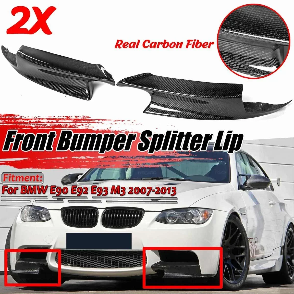Left+Right E90 E92 Real Carbon Fiber Car Front Bumper Lip Diffuser Guard Protection For BMW E90 E92 E93 M3 2007-2013 Body Kit
Left+Right E90 E92 Real Carbon Fiber Car Front Bumper Lip Diffuser Guard Protection For BMW E90 E92 E93 M3 2007-2013 Body Kit