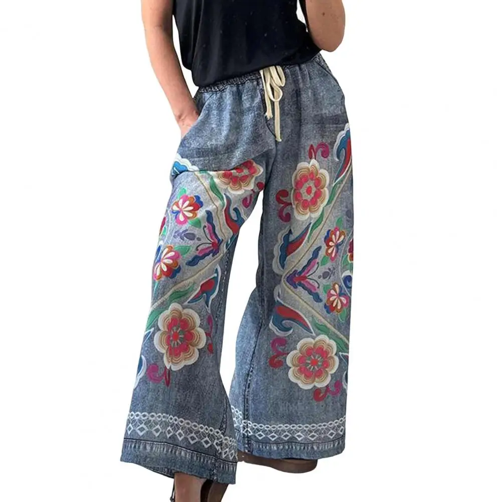 Colorful Patterned Pants Stylish Wide-leg Denim Pants With Drawstring Waist Pockets For Women Exaggerated Printed Design Trendy
Colorful Patterned Pants Stylish Wide-leg Denim Pants With Drawstring Waist Pockets For Women Exaggerated Printed Design Trendy