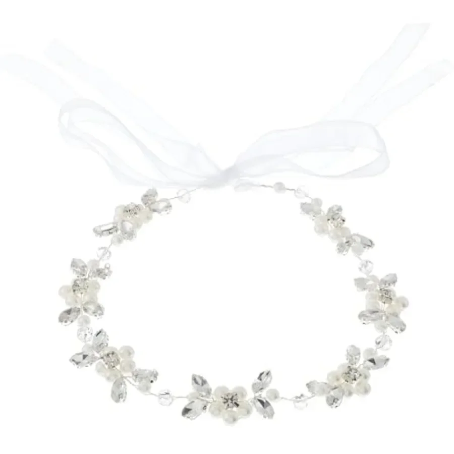 Flower Girl Headpiece, Flower Girl Hair Accessory Silver Crystal Pearl Flowers Girls Headband for Wedding Birthday First Commun
Flower Girl Headpiece, Flower Girl Hair Accessory Silver Crystal Pearl Flowers Girls Headband for Wedding Birthday First Commun