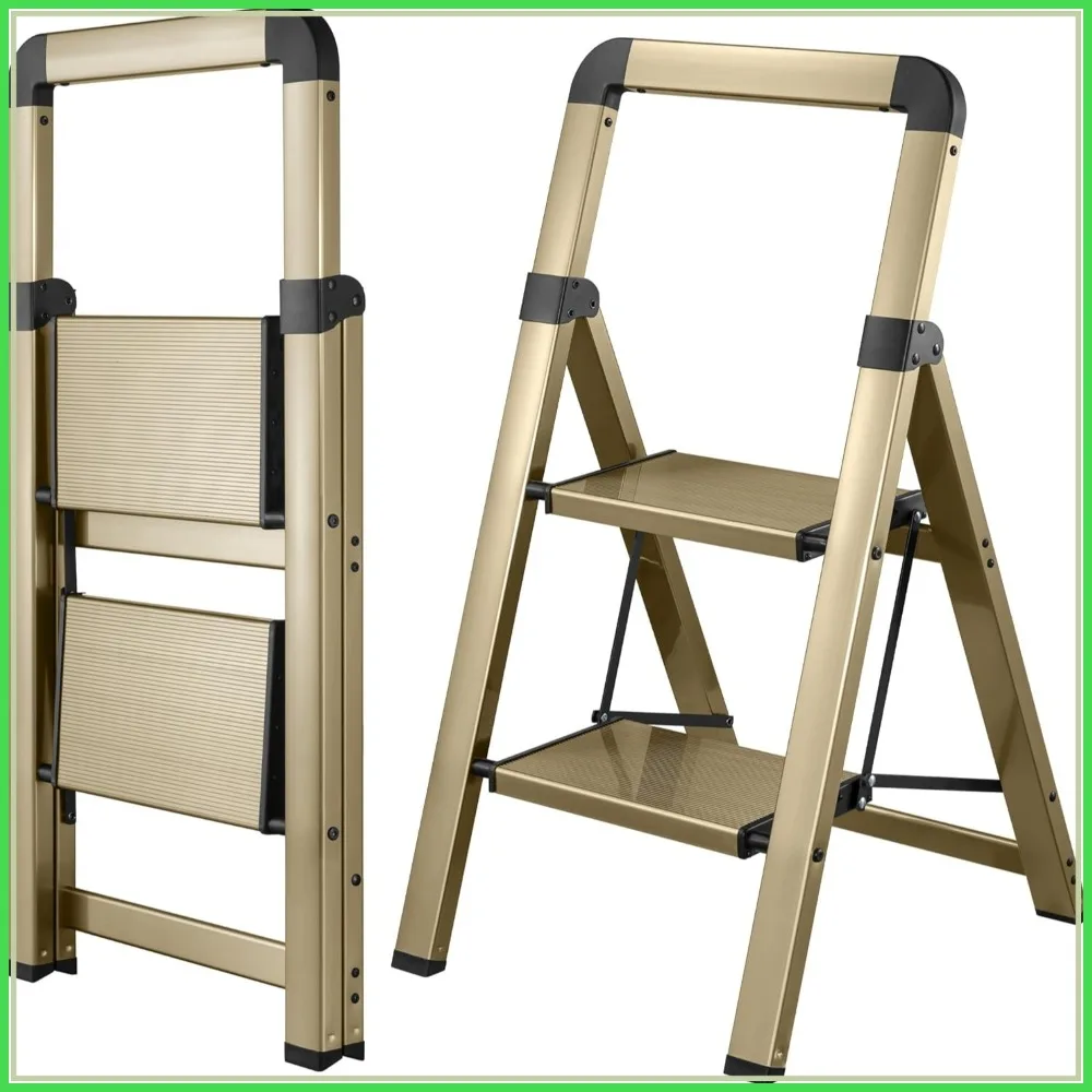 2-Step Folding Step Ladder, Champagne Gold, Aluminum, Anti-Slip, Max 330 lbs
2-Step Folding Step Ladder, Champagne Gold, Aluminum, Anti-Slip, Max 330 lbs