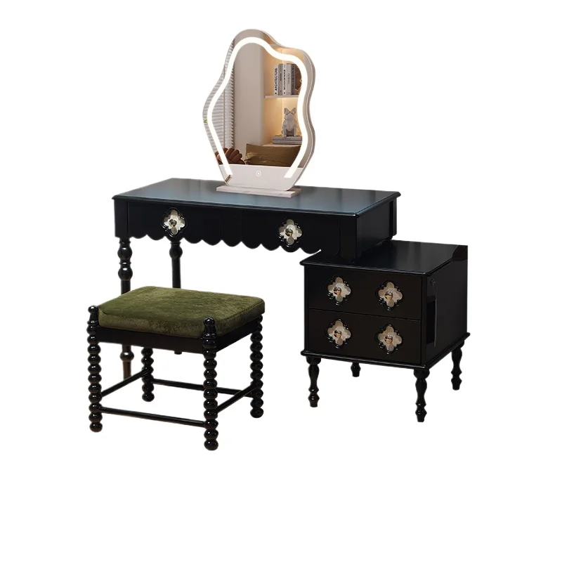 Solid wood dresser, bedroom bedside table, black paint makeup table bedside table integrated
Solid wood dresser, bedroom bedside table, black paint makeup table bedside table integrated
