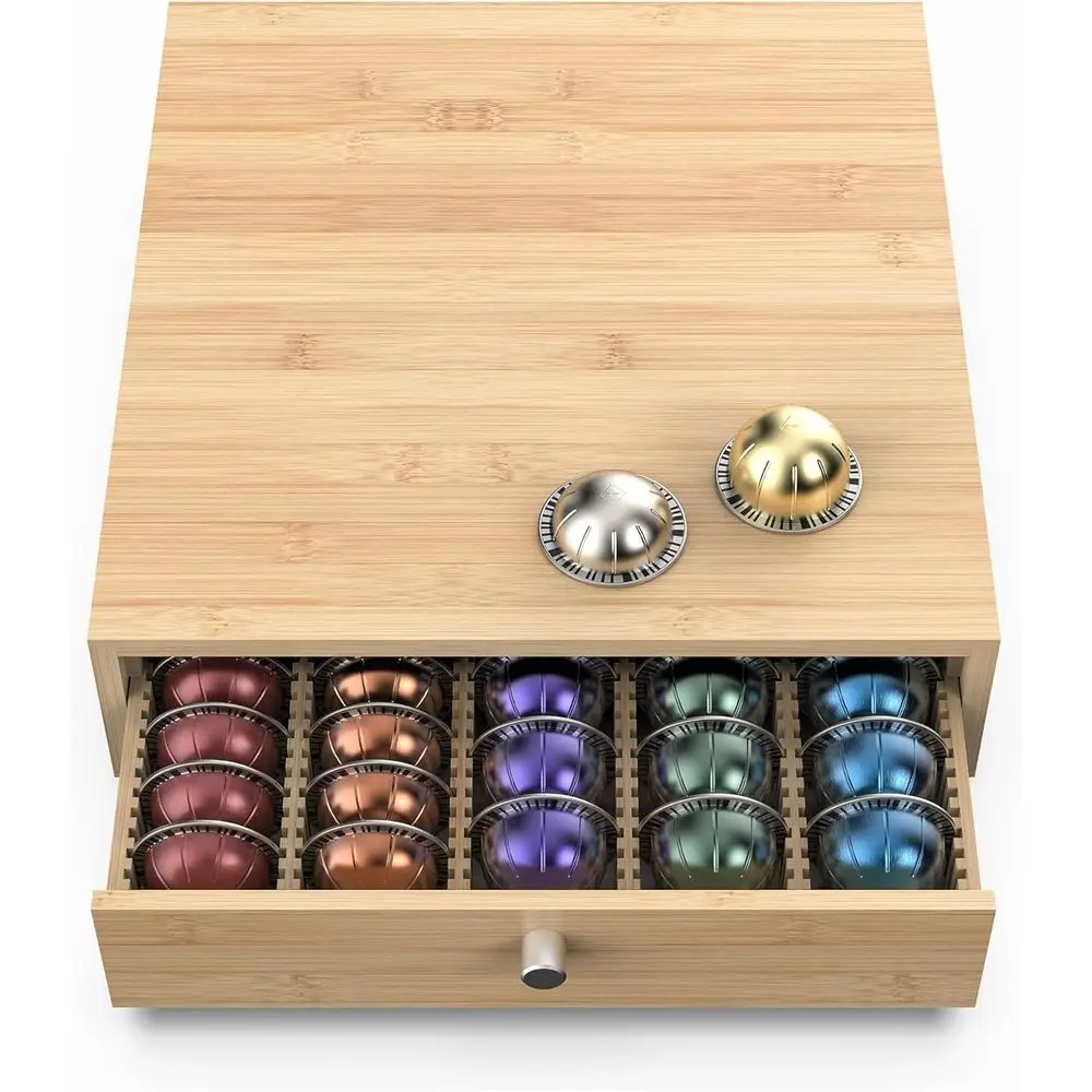 Bamboo Coffee Pod Storage for VertuoLine Pods, Holds 45-60 Pods, 13.25x14x3.9 inches
Bamboo Coffee Pod Storage for VertuoLine Pods, Holds 45-60 Pods, 13.25x14x3.9 inches