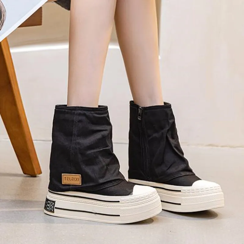 Women's Canvas Shoes New Fashion Spring Autumn Style Short Boots Thick Heel Inner Heightening 12cm Board Design Sensation Boots
Women's Canvas Shoes New Fashion Spring Autumn Style Short Boots Thick Heel Inner Heightening 12cm Board Design Sensation Boots