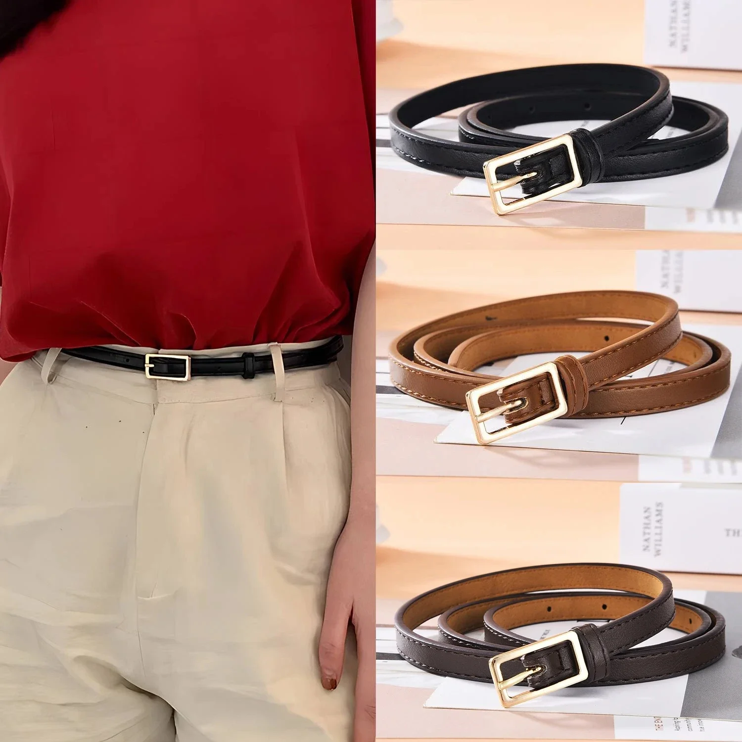 Women's Belt Minimalist Trendy Thin Belt High End Authentic Casual Versatile Needle Button Belt with Skirts Jeans Lady Belts New
Women's Belt Minimalist Trendy Thin Belt High End Authentic Casual Versatile Needle Button Belt with Skirts Jeans Lady Belts New