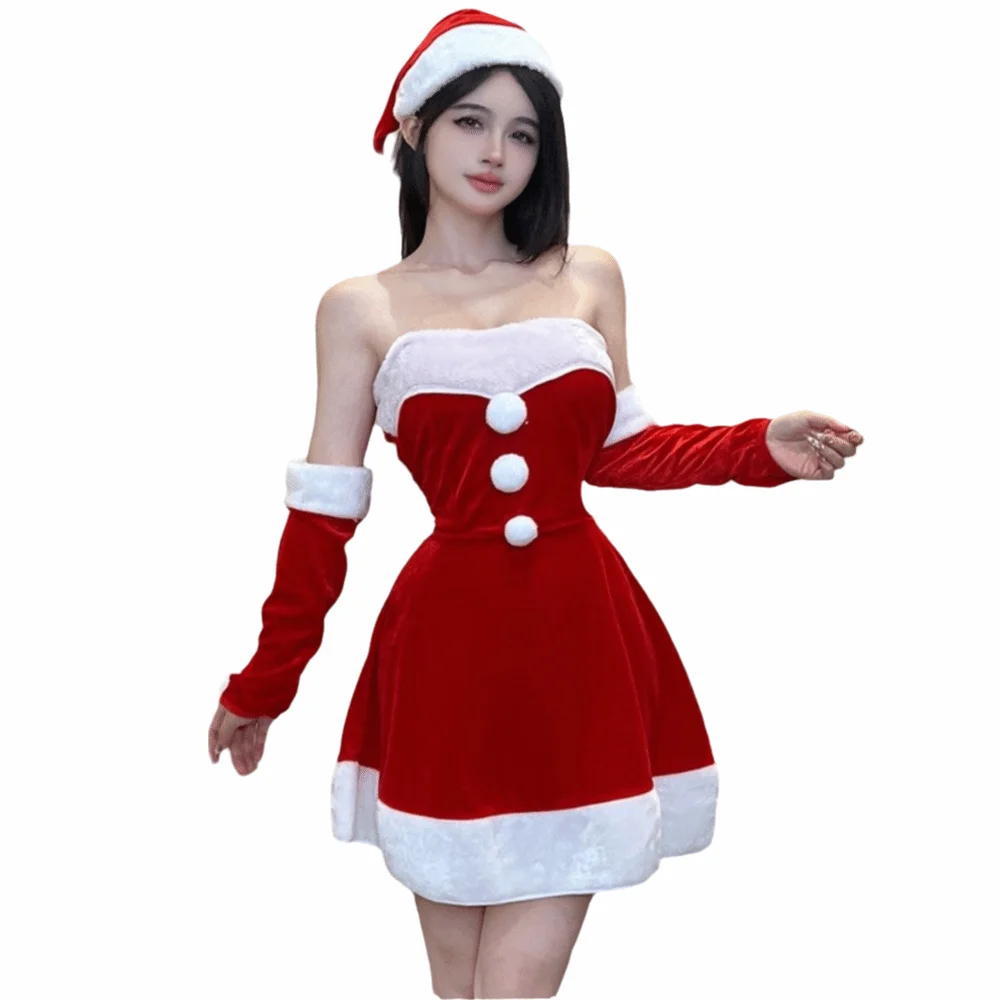 Сексуальное золотое бархатное рождественское платье Санта-Клауса с капюшоном, Рождественский наряд для косплея, шляпа Санта-Клауса, нарядное праздничное платье, ночной клуб, бар 
Сексуальное золотое бархатное рождественское платье Санта-Клауса с капюшоном, Рождественский наряд для косплея, шляпа Санта-Клауса, нарядное праздничное платье, ночной клуб, бар