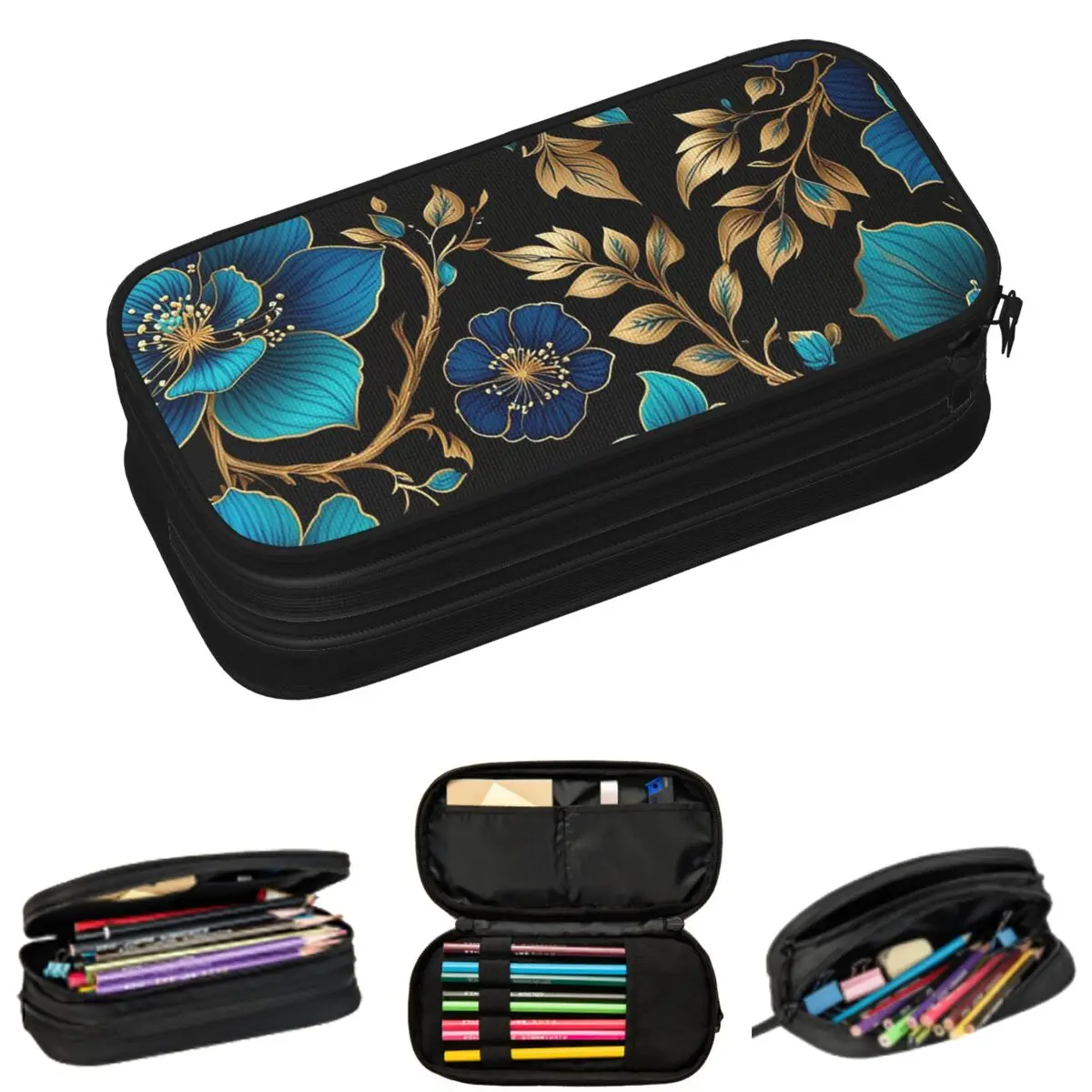 Blue Flowers With Golden Borders Pencil Cases for Student School Pen Box Pencil Bag Big Capacity Pencil Pouch
Blue Flowers With Golden Borders Pencil Cases for Student School Pen Box Pencil Bag Big Capacity Pencil Pouch