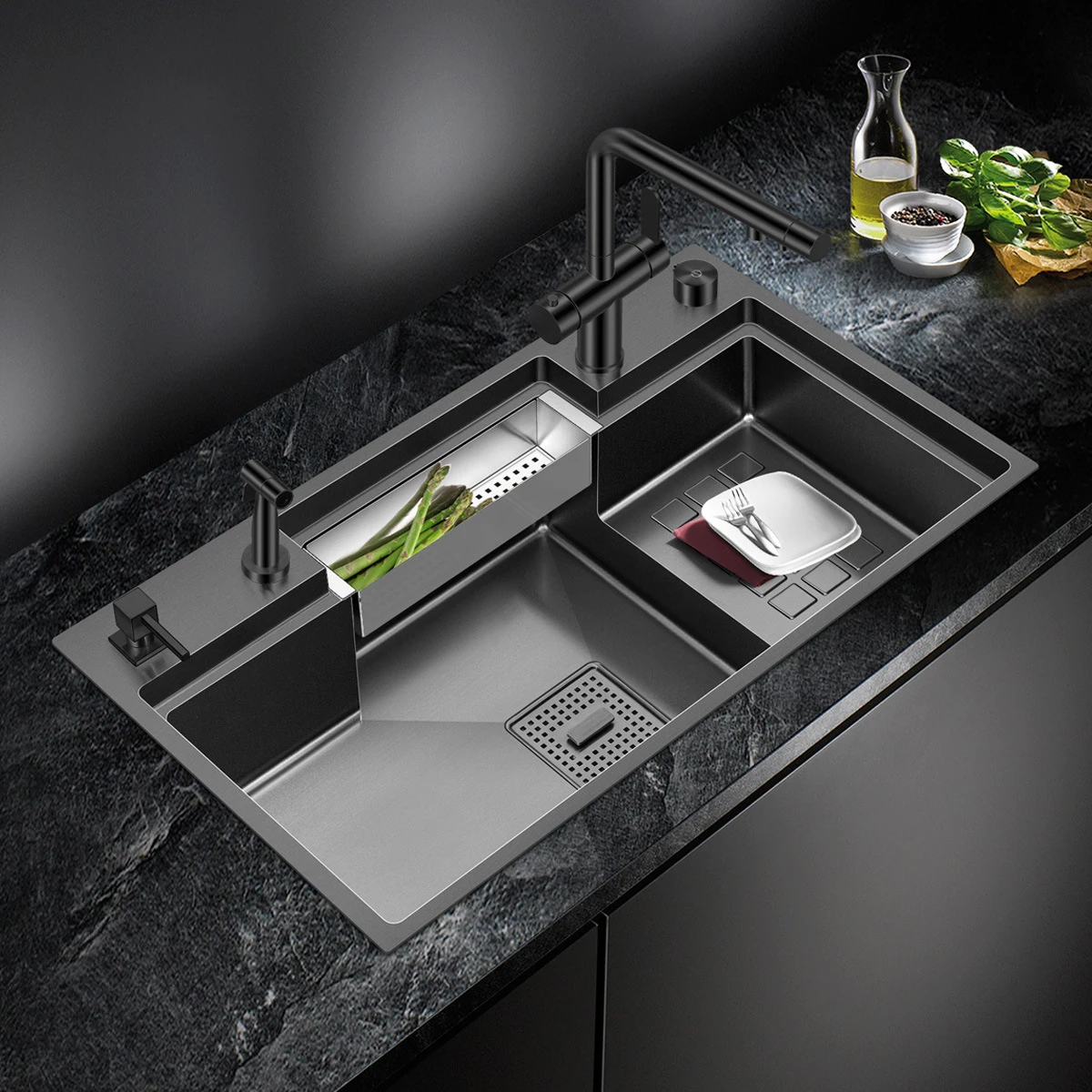 Kitchen Sink 304 Stainless Steel Home Bar Cabinet Countertop Single Bowl Black Washing Basin Drainer Basket Drain Accessories
Kitchen Sink 304 Stainless Steel Home Bar Cabinet Countertop Single Bowl Black Washing Basin Drainer Basket Drain Accessories