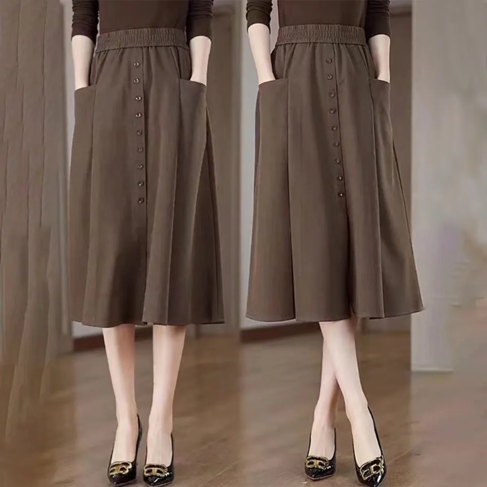 2026 solid color simple midlengthskirtpocket skirt new fashionable womens slimming button elasticwaist highwaistmid length style
2026 solid color simple midlengthskirtpocket skirt new fashionable womens slimming button elasticwaist highwaistmid length style