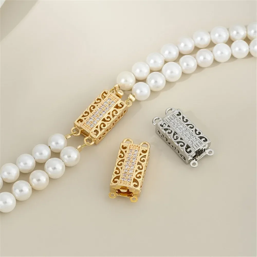 14K Gold Zircon Rectangular Double Row Interlock Diy Hand Made Pearl Necklace Bracelet Material Accessories
14K Gold Zircon Rectangular Double Row Interlock Diy Hand Made Pearl Necklace Bracelet Material Accessories