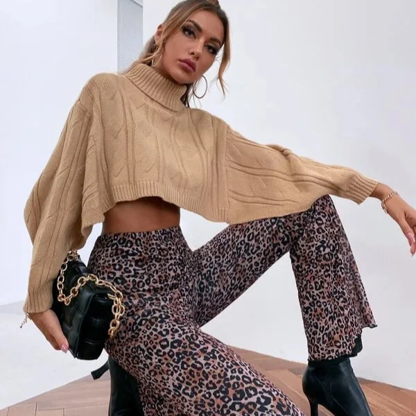 Women's High Neck Sweater 2025 New Cape Poncho Top Long Sleeve Pullover Knitwear Autumn Winter
Women's High Neck Sweater 2025 New Cape Poncho Top Long Sleeve Pullover Knitwear Autumn Winter