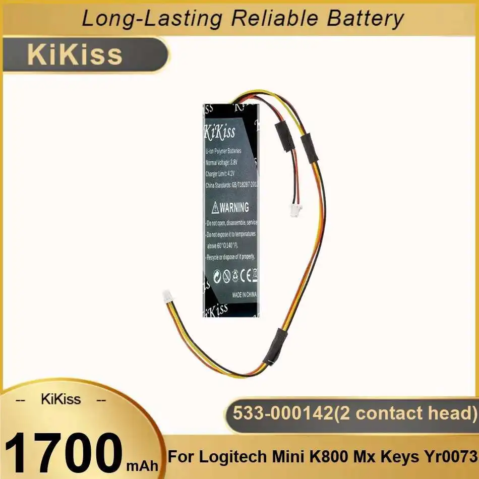 Аккумулятор 533-000142, 2-контактная головка 1700 мАч для клавиш Logitech Mini K800 MX YR0073 Craft Y-R0064 533-000177 533-000141
Аккумулятор 533-000142, 2-контактная головка 1700 мАч для клавиш Logitech Mini K800 MX YR0073 Craft Y-R0064 533-000177 533-000141