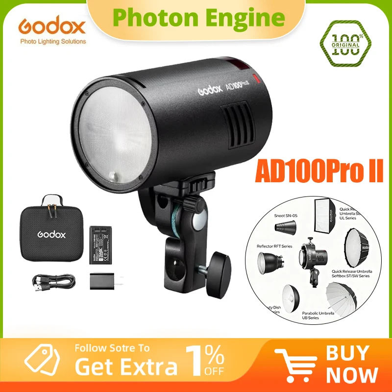 Вспышка Godox Full-Power AD100Pro II с HD-экраном, 16 цветов индикации групп, HSS TTL, карманная, время перезарядки 1,5 с, 490
Вспышка Godox Full-Power AD100Pro II с HD-экраном, 16 цветов индикации групп, HSS TTL, карманная, время перезарядки 1,5 с, 490