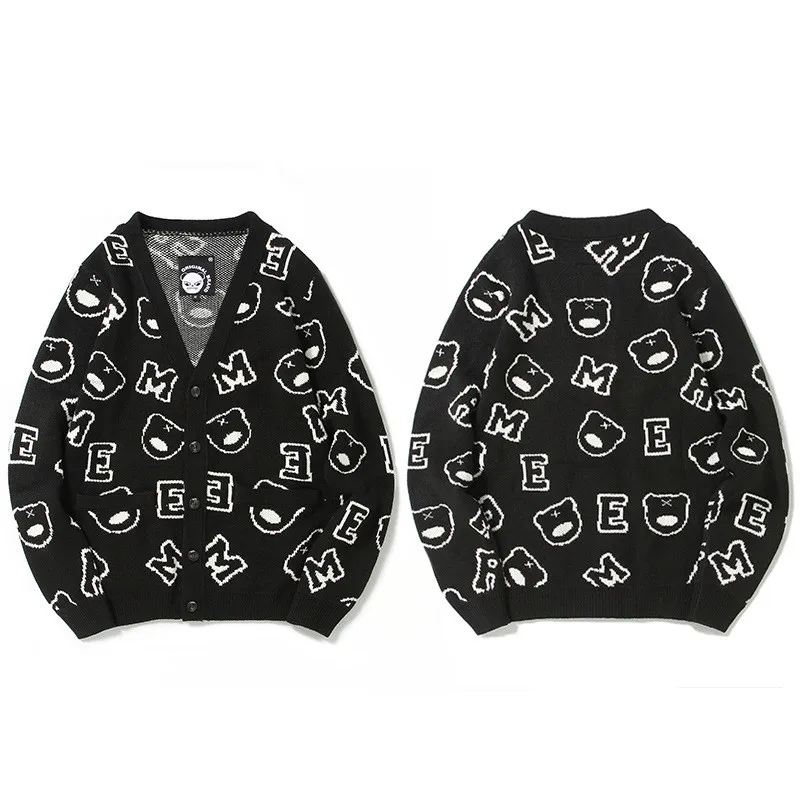 Men's V-neck Cardigan Sweater Trendy Brand Jacket Spring and Autumn Hole Panda Jacquard Knitted Shirt Fashion Large Casual Sweat
Men's V-neck Cardigan Sweater Trendy Brand Jacket Spring and Autumn Hole Panda Jacquard Knitted Shirt Fashion Large Casual Sweat