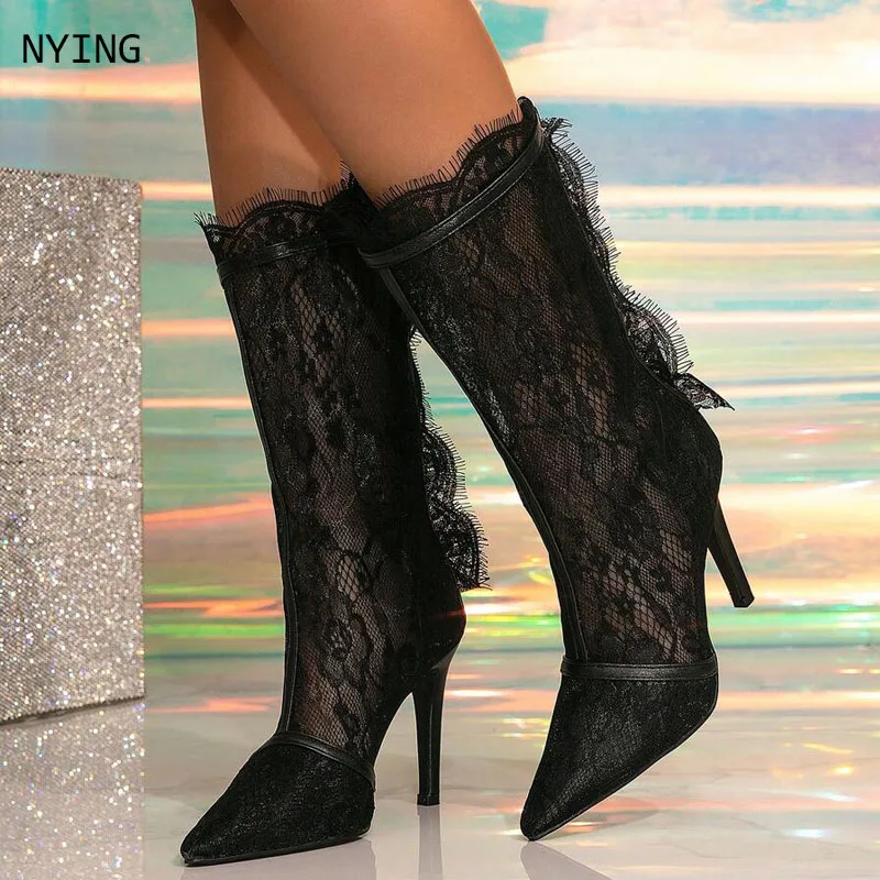 2026 Lace Mesh Thin Heel Boots For Women Summer Autumn Hollow Mid Calf Boots Women's Pointed Toe Back ZIP Heels Shoes
2026 Lace Mesh Thin Heel Boots For Women Summer Autumn Hollow Mid Calf Boots Women's Pointed Toe Back ZIP Heels Shoes