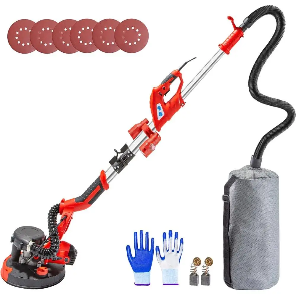 850W Electric Drywall Sander Foldable Design Adjustable Speed 800-1750rpm LED Lights Dust Bag 6 Sanding Pads
850W Electric Drywall Sander Foldable Design Adjustable Speed 800-1750rpm LED Lights Dust Bag 6 Sanding Pads