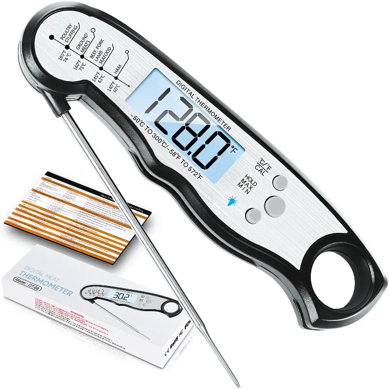 Digital Meat Thermometer, Waterproof Instant Read Food Thermometer for Cooking and Grilling, Kitchen Gadgets, Accessories with B
Digital Meat Thermometer, Waterproof Instant Read Food Thermometer for Cooking and Grilling, Kitchen Gadgets, Accessories with B
