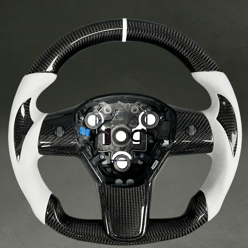 Real Carbon Fiber Sport Steering Wheel for Tesla Model 3 Y with White Suede Quality Flat Bottom for Tesla Model 3 Model Y
Real Carbon Fiber Sport Steering Wheel for Tesla Model 3 Y with White Suede Quality Flat Bottom for Tesla Model 3 Model Y