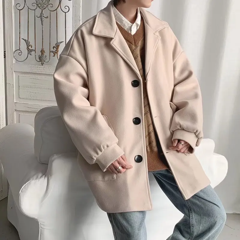 Casual Men's Woolen Coat Spring Autumn Hong Kong Style Trendy Versatile Loose Handsome New Model Windbreaker Youthful Energy
Casual Men's Woolen Coat Spring Autumn Hong Kong Style Trendy Versatile Loose Handsome New Model Windbreaker Youthful Energy