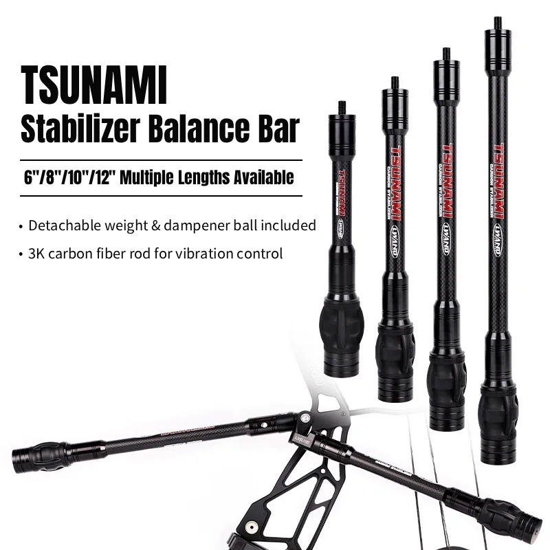 6/8/10/12 inch Archery Stabilizer 3K Carbon Fiber Vibration Dampening Balance Bar with Detachable Weights for Compound Bow
6/8/10/12 inch Archery Stabilizer 3K Carbon Fiber Vibration Dampening Balance Bar with Detachable Weights for Compound Bow