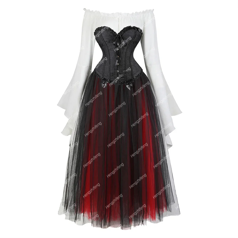 Goth Corset Bustier Skirt with Blouse Lace Overlay Bustiers Gothic Corsage Flower Print Bustiers Costumes Sexy Victorian Fashion
Goth Corset Bustier Skirt with Blouse Lace Overlay Bustiers Gothic Corsage Flower Print Bustiers Costumes Sexy Victorian Fashion