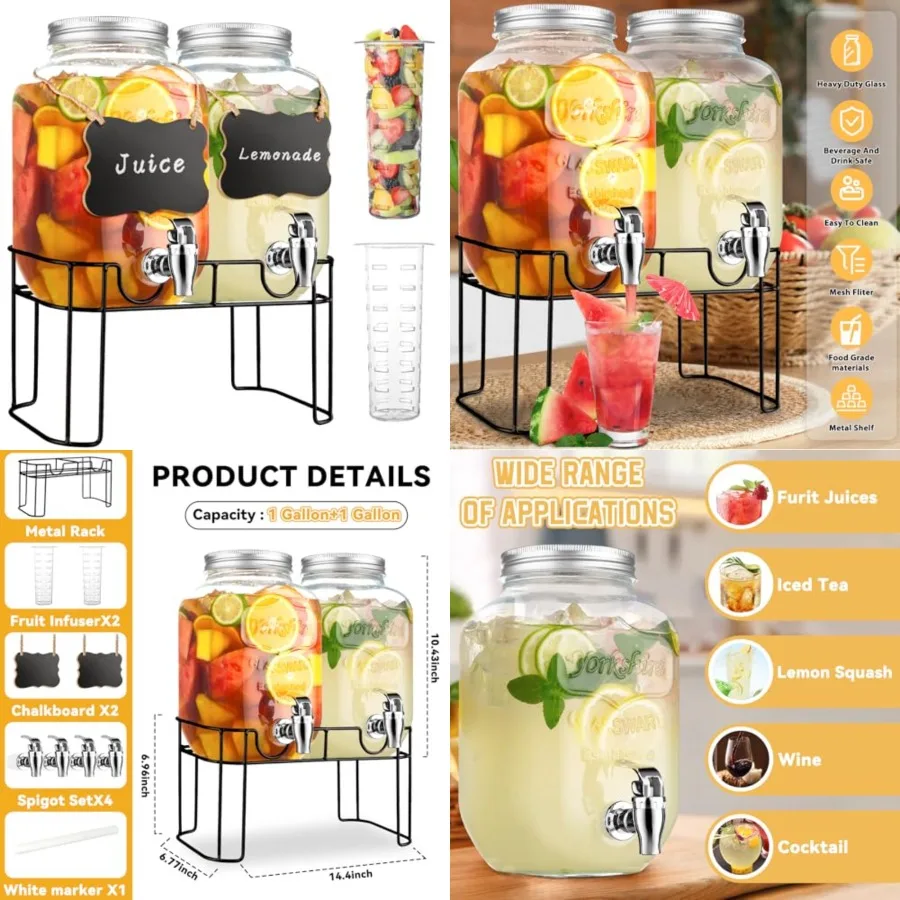 Glass Drink Dispensers For PartiesLemonade Beverage Dispenser With Stand And Spigot For BBQ, Picnic, Party, Laundry Detergent D
Glass Drink Dispensers For PartiesLemonade Beverage Dispenser With Stand And Spigot For BBQ, Picnic, Party, Laundry Detergent D