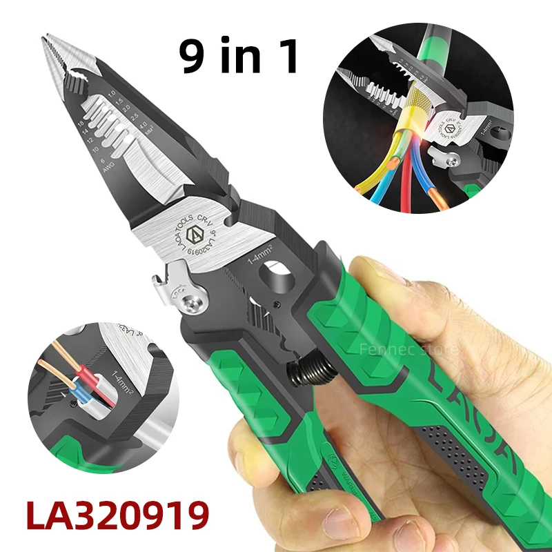 LAOA Electrician Pliers Needle Nose Pliers 9 in 1 for Clamping Screwing Wire Stripping Cable Cutting Wire Splitting LA320919
LAOA Electrician Pliers Needle Nose Pliers 9 in 1 for Clamping Screwing Wire Stripping Cable Cutting Wire Splitting LA320919