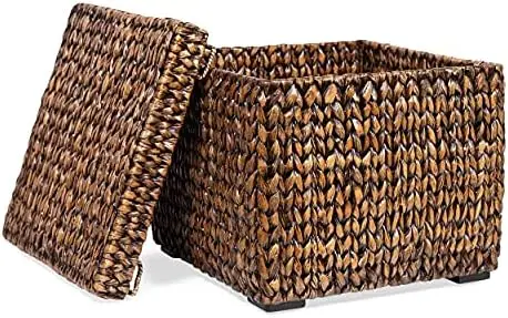 Cube Box with Lid - Brown Wash Seagrass - Woven Container for Blankets Pillows - Sturdy Metal Frame Bed sheet good quality Sets 
Cube Box with Lid - Brown Wash Seagrass - Woven Container for Blankets Pillows - Sturdy Metal Frame Bed sheet good quality Sets