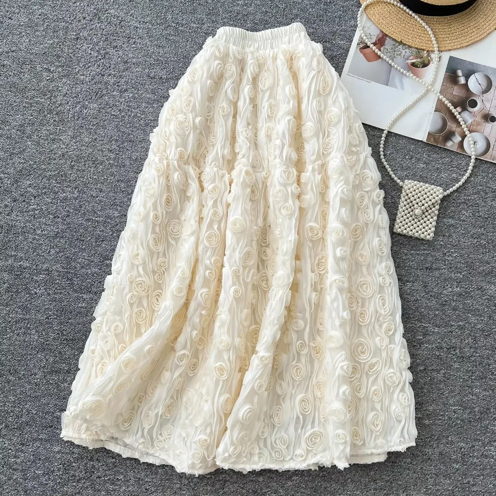 Chic Three-dimensional Floral Vintage Casual Elastic High Waist Fairy A-line Ball Gown Skirt French High Street Women Clothing
Chic Three-dimensional Floral Vintage Casual Elastic High Waist Fairy A-line Ball Gown Skirt French High Street Women Clothing