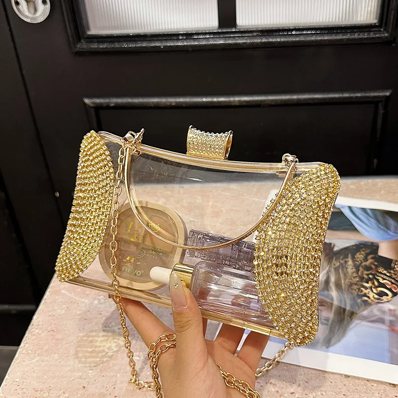 Прозрачная сумка через плечо из ПВХ со стразами на толстой цепочке, женская маленькая сумочка и сумки, модные желейные летние пляжные сумки 
Прозрачная сумка через плечо из ПВХ со стразами на толстой цепочке, женская маленькая сумочка и сумки, модные желейные летние пляжные сумки