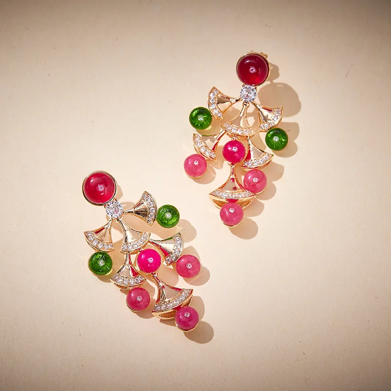 Small Fan Colorful Beads Earrings Gold-Plated European and American Style Luxury Elegant Women's Evening Wear Fan-Shaped Earring
Small Fan Colorful Beads Earrings Gold-Plated European and American Style Luxury Elegant Women's Evening Wear Fan-Shaped Earring