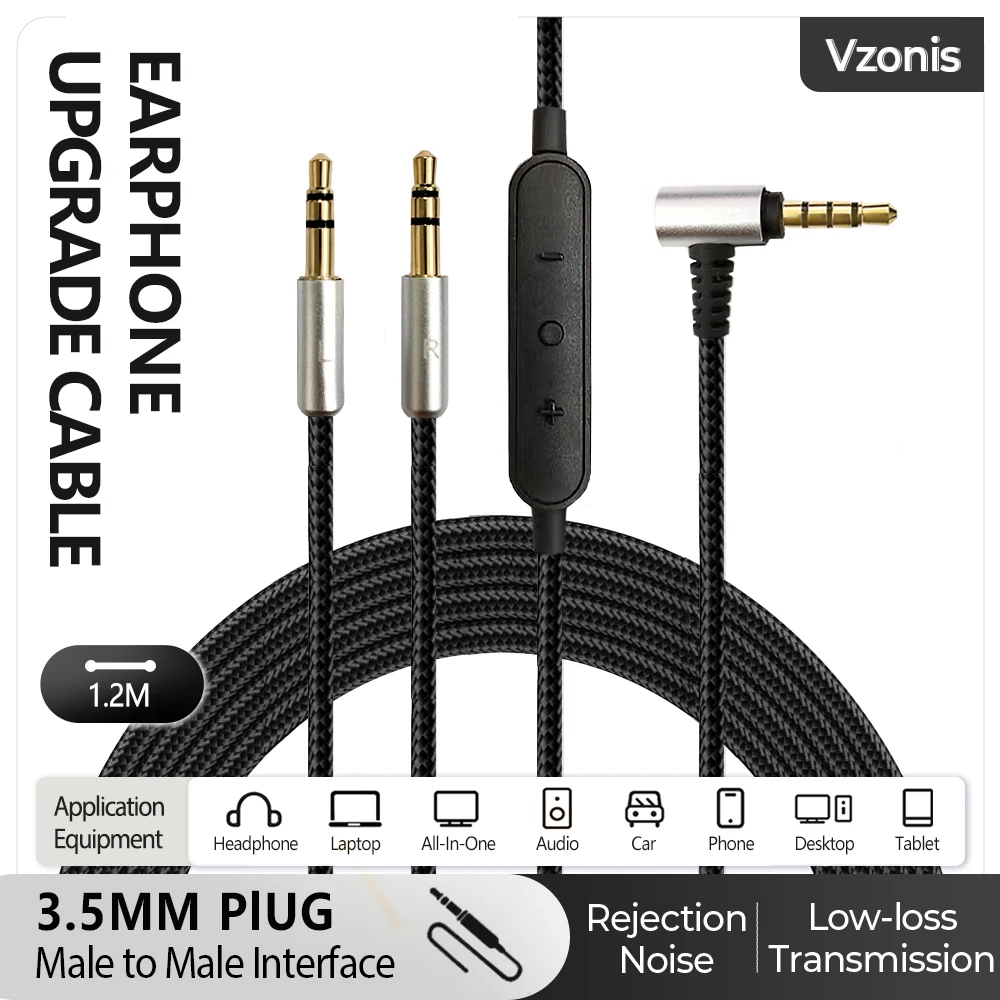 3.5MM Male to Male Nylon Braided Earphone Cable Inline Control Audio Line Suit for DENON AH-D7100 7200 D600 D9200 5200
3.5MM Male to Male Nylon Braided Earphone Cable Inline Control Audio Line Suit for DENON AH-D7100 7200 D600 D9200 5200