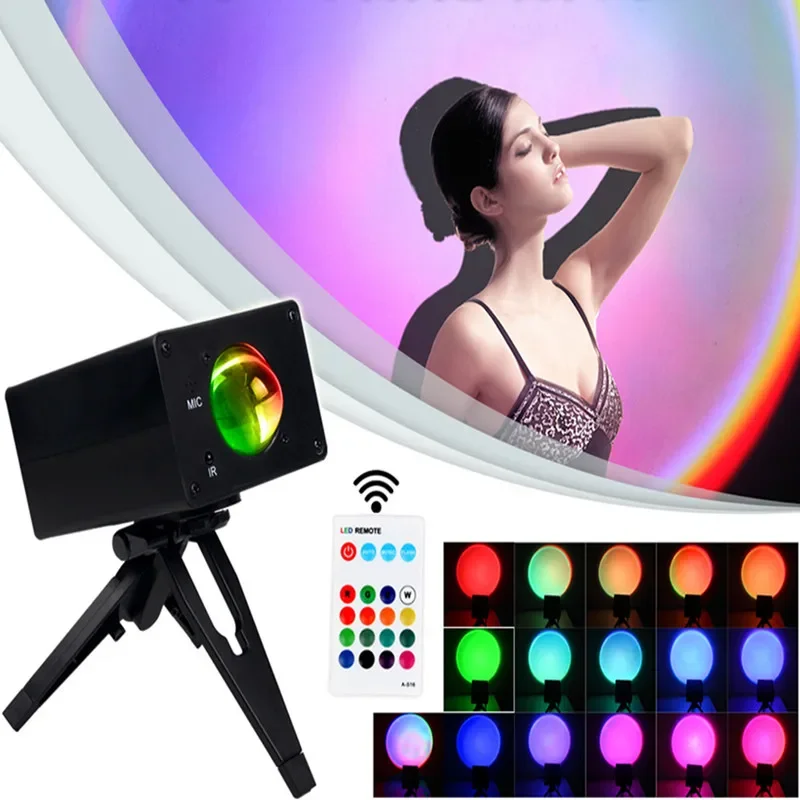 Sunset Projection Lamp Bedroom Photo Lighting USB Colorful Lights Atmosphere Stage LED Light Indoor Remote Control Discoloration
Sunset Projection Lamp Bedroom Photo Lighting USB Colorful Lights Atmosphere Stage LED Light Indoor Remote Control Discoloration