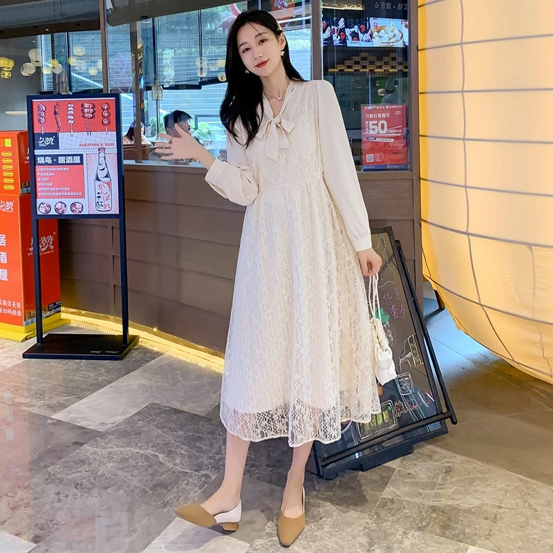 665# Autumn Korean Fashion Patchwork Lace Maternity Long Dress Sweet Elegant A Line Loose Clothes For Pregnant Women Pregnancy
665# Autumn Korean Fashion Patchwork Lace Maternity Long Dress Sweet Elegant A Line Loose Clothes For Pregnant Women Pregnancy