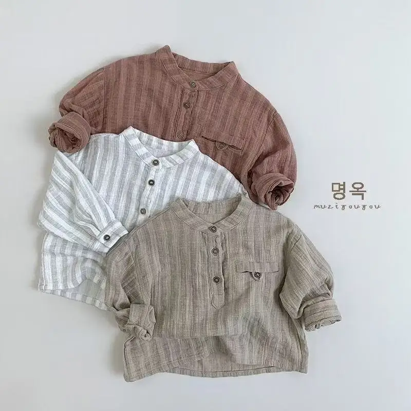 Children's Simple Vertical Stripes Shirt Boys Girls Korean Version T-shirt Small Children Tide Children's Clothing 80-130cm
Children's Simple Vertical Stripes Shirt Boys Girls Korean Version T-shirt Small Children Tide Children's Clothing 80-130cm