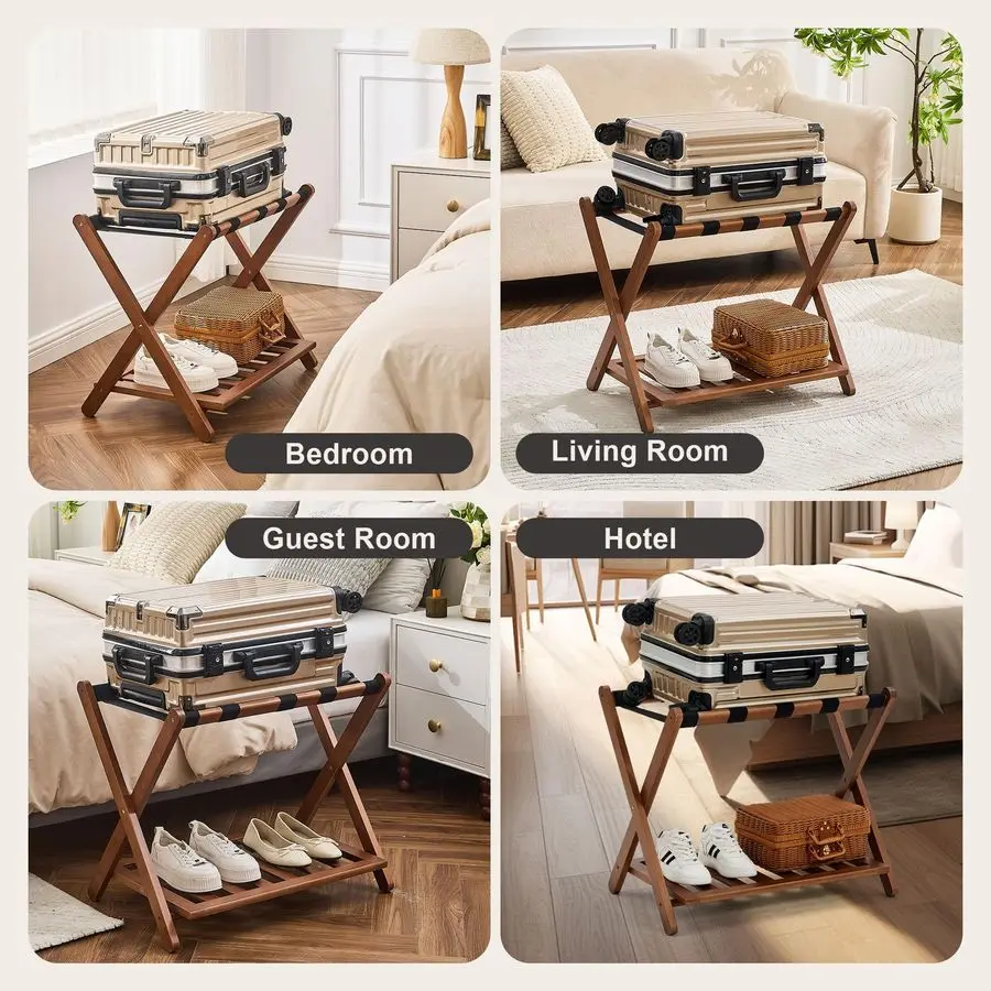 Assembled Walnut Luggage Racks Set of 2, Bamboo Luggage Rack Stand for Guest Room, 5 Nylon Straps, 26.77 Folding Suitcase Stand
Assembled Walnut Luggage Racks Set of 2, Bamboo Luggage Rack Stand for Guest Room, 5 Nylon Straps, 26.77 Folding Suitcase Stand