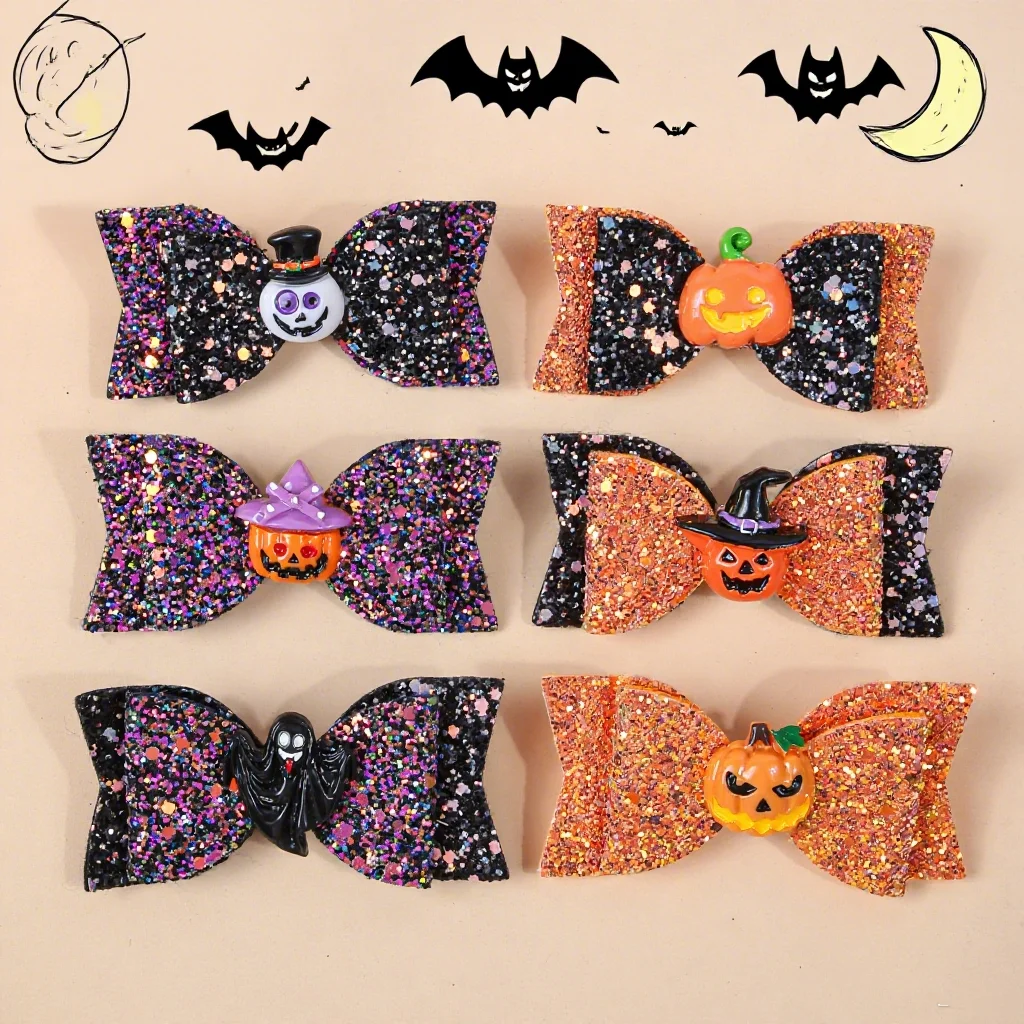3/6/12 шт., призрак, тыква, череп-призрак, двойной блестящий бант с блестками, заколка для волос для девочек, милые аксессуары для волос на Хэллоуин для детей
3/6/12 шт., призрак, тыква, череп-призрак, двойной блестящий бант с блестками, заколка для волос для девочек, милые аксессуары для волос на Хэллоуин для детей