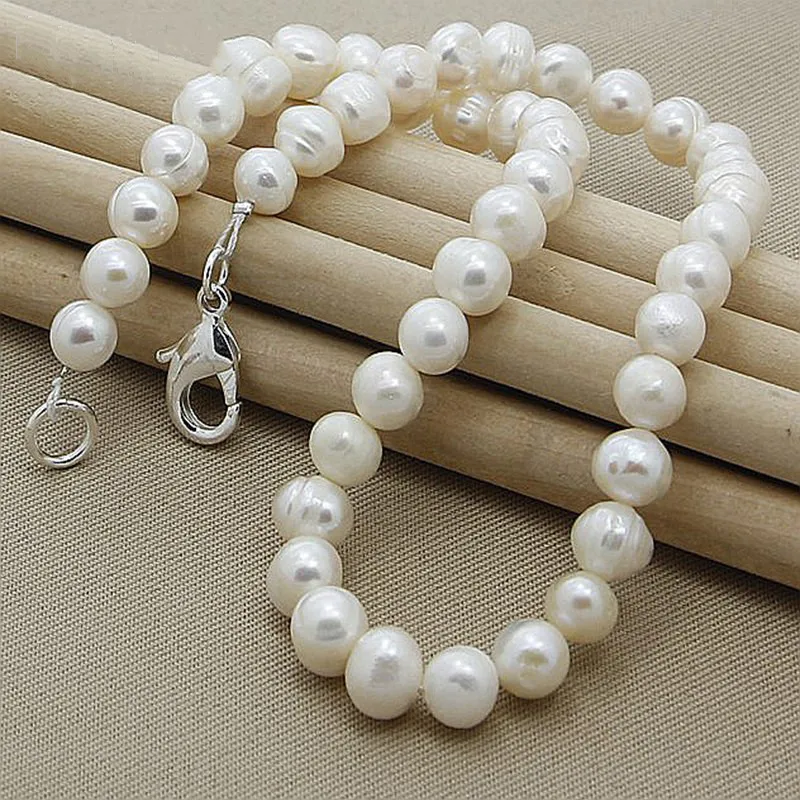 8mm Natural Pearl White 925 Sterling Silver Chain Necklace Woman Engagement Wedding Jewelry Gifts
8mm Natural Pearl White 925 Sterling Silver Chain Necklace Woman Engagement Wedding Jewelry Gifts