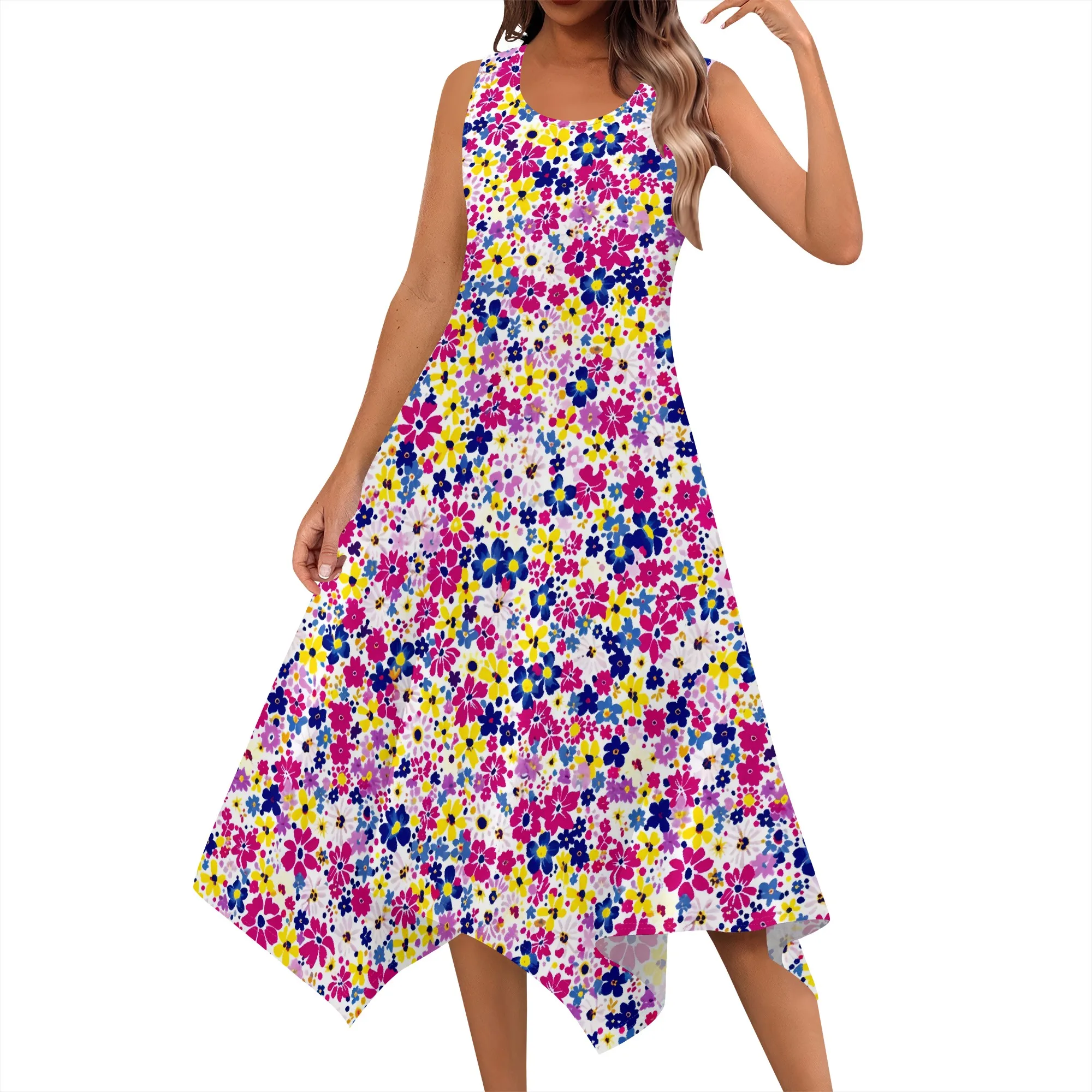 Women's Casual Summer Dress Sleeveless Ditsy Floral Pattern Sundress Hankerchief Hem Boho Midi Dresses Beach Dress
Women's Casual Summer Dress Sleeveless Ditsy Floral Pattern Sundress Hankerchief Hem Boho Midi Dresses Beach Dress