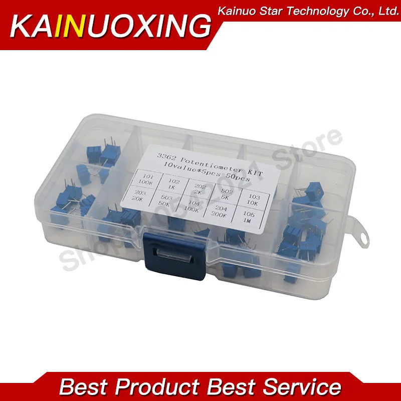 50PCS 10 Values 5PCS Each 3362P Multiturn Trimming Potentiometer Kit 500R-1M Ohm Precision Adjustable Resistor Set
50PCS 10 Values 5PCS Each 3362P Multiturn Trimming Potentiometer Kit 500R-1M Ohm Precision Adjustable Resistor Set