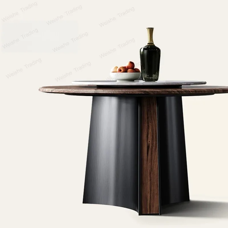 Italian minimalist natural marble dining table round large apartment, walnut dining table with turntable
Italian minimalist natural marble dining table round large apartment, walnut dining table with turntable