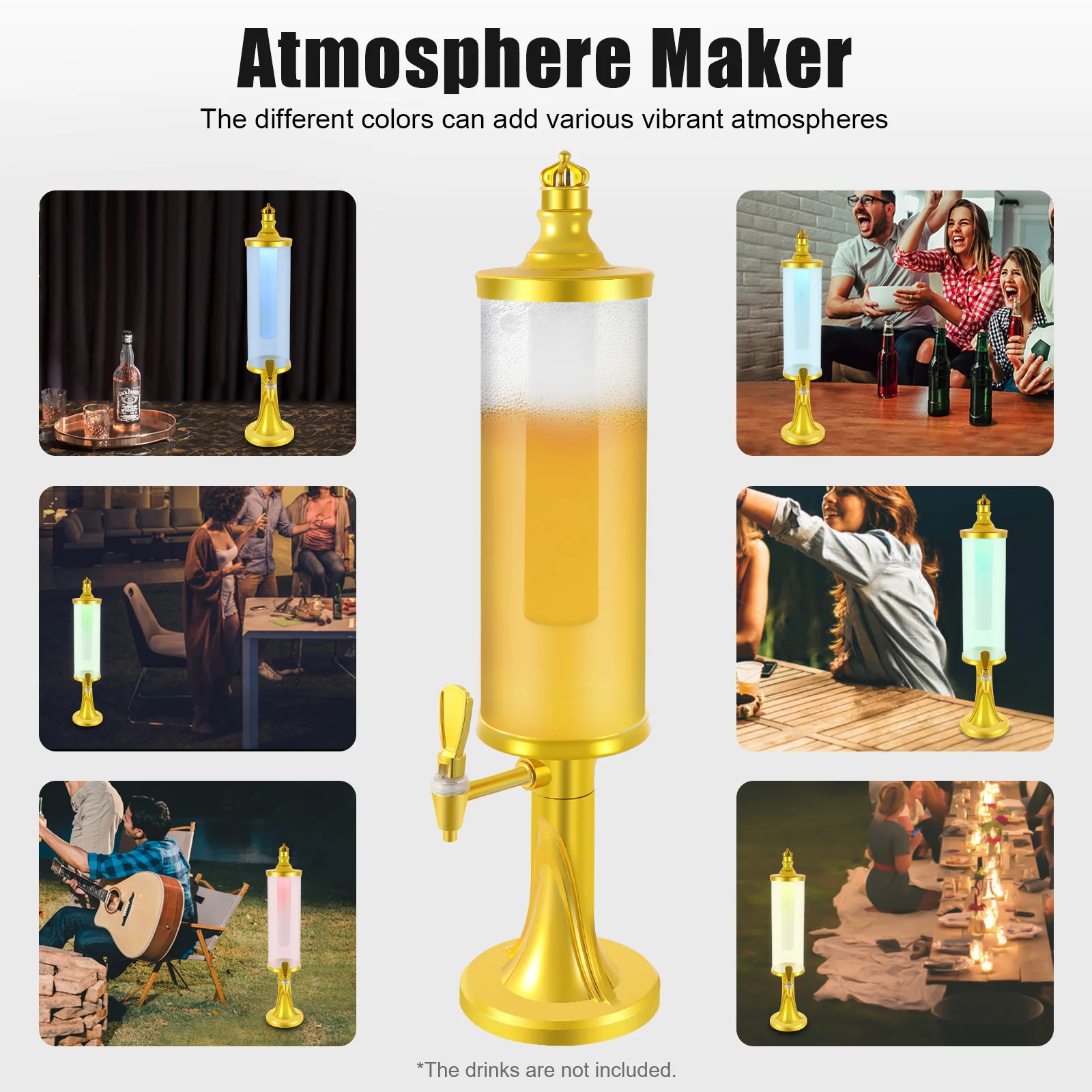 Диспенсер для напитков на пивной башне объемом 3 л со светодиодными красочными блестящими огнями и ледяной колонкой, сохраняет напитки, ледяную зону, для дома/бара
Диспенсер для напитков на пивной башне объемом 3 л со светодиодными красочными блестящими огнями и ледяной колонкой, сохраняет напитки, ледяную зону, для дома/бара