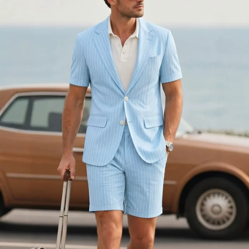 KIDWHXR Man 2-piece Outfit Slim Single-breasted Short Sleeve Blazer Male Straight Shorts Men Thin Plaid Business Casual Suit Set
KIDWHXR Man 2-piece Outfit Slim Single-breasted Short Sleeve Blazer Male Straight Shorts Men Thin Plaid Business Casual Suit Set
