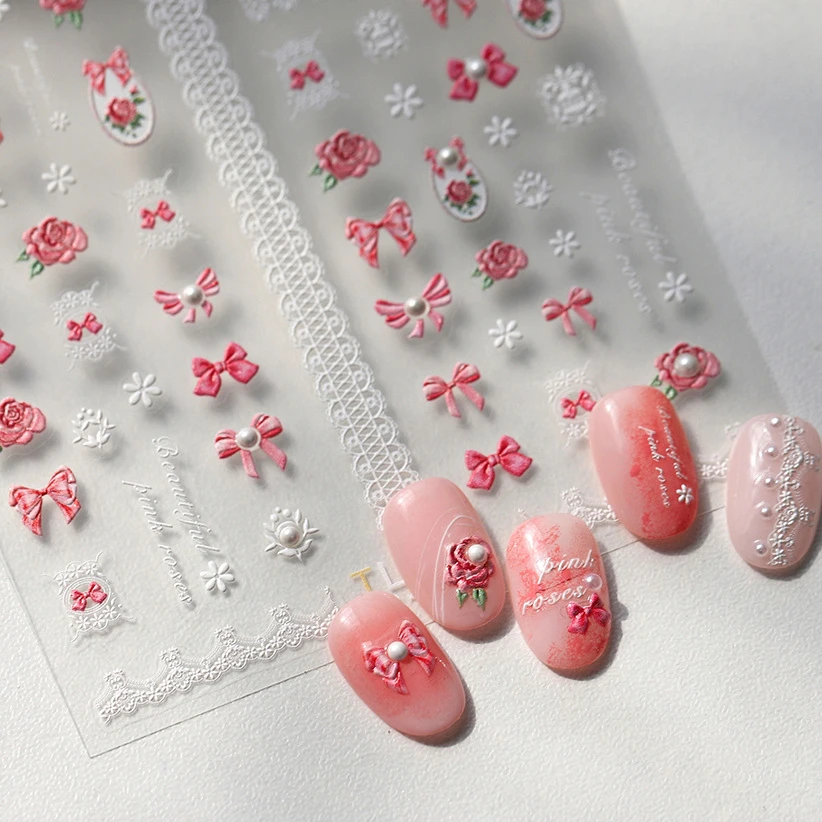 French Chic Mini Pink Rose Flower Bowknot Lace Ribbon Pearl White Little Flower Self Adhesive Nail Art Stickers Manicure Decals
French Chic Mini Pink Rose Flower Bowknot Lace Ribbon Pearl White Little Flower Self Adhesive Nail Art Stickers Manicure Decals