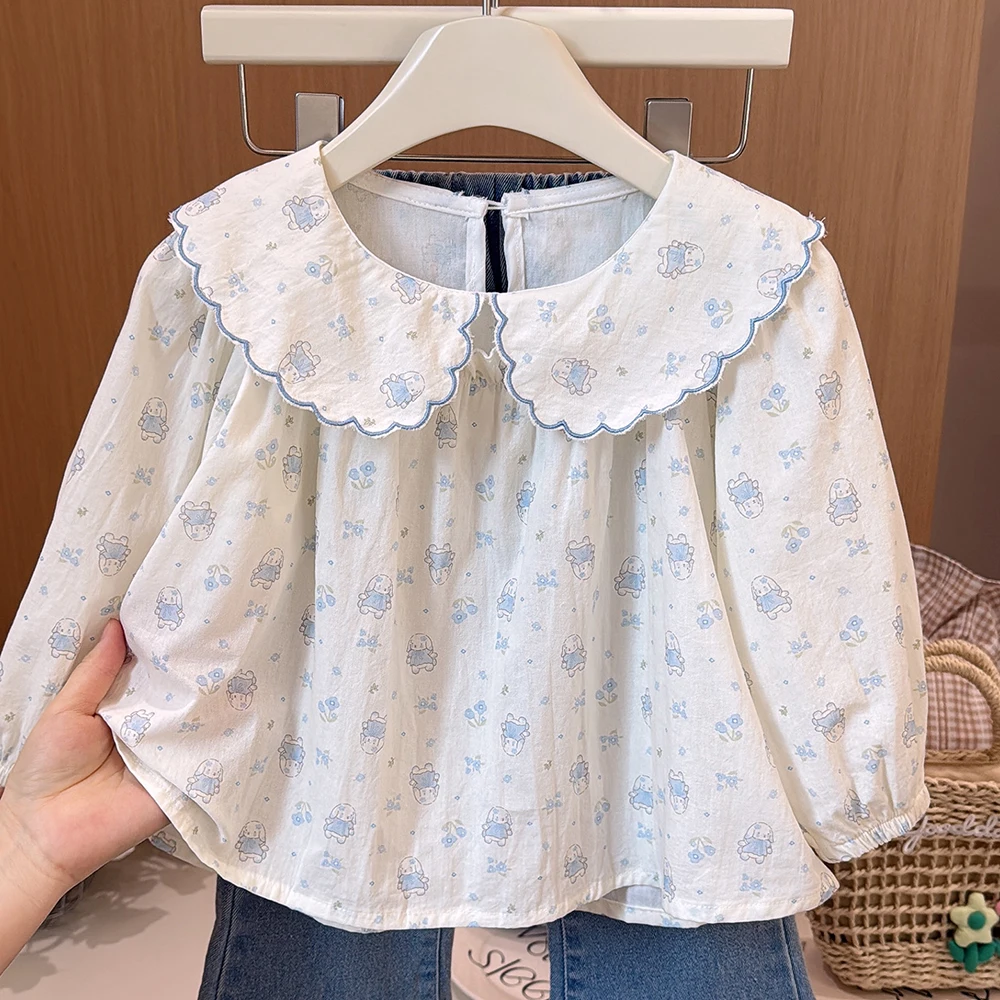 Детская блузка для девочек с цветочным принтом, новинка 2026 года, весенняя, с милым принтом кролика, воротником Питер Пэн, детская рубашка с длинным рукавом, повседневный топ для детей
Детская блузка для девочек с цветочным принтом, новинка 2026 года, весенняя, с милым принтом кролика, воротником Питер Пэн, детская рубашка с длинным рукавом, повседневный топ для детей